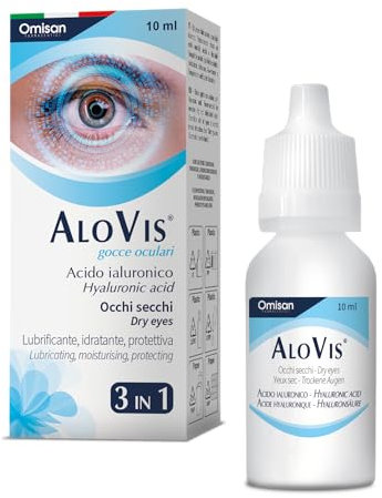 Alovis 3in1 - Collirio Sterile Lubrificante, Reidratante, protettivo. Con Acido ialuronico - 10 ml