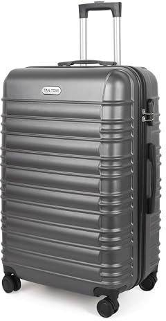 MoFut Hartschalen-Handgepäck Koffer Groß aus ABS – Reisekoffer mit 4 Drehbaren Rollen (360°), Trolley mit Aluminium-Teleskopstange und 3 Stelige-Zahlenschloss (XL – 95L, Dunkelgrau)