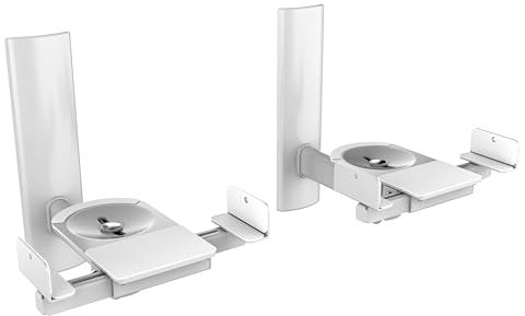 RICOO Supporto altoparlanti parete LH023-S Girevole Inclinabile Braccio muro Wall Mount casse altoparlante WLAN airplay Speaker Argento 2 pezzi