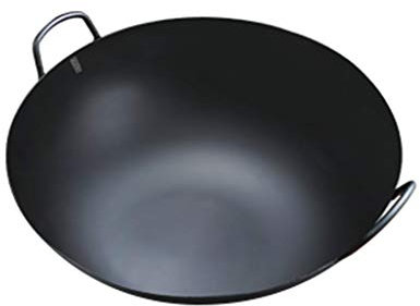 Wok tradizionale da 56 cm, in ghisa martellata a mano, ad alta capacità, per pasto multipersona, non arrugginisce, grande padella da cucina per famiglie, 60 cm (36 cm)