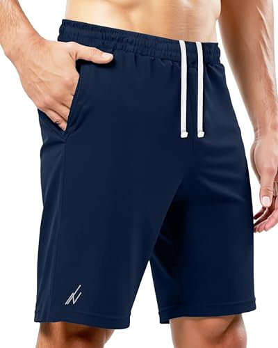 NY Threads Pantaloncini Sportivi da Uomo – Asciugatura Rapida, vestibilità Ampia, Leggeri, Ideali per Corsa, Allenamento E Palestra, con Tasche, Marina, L