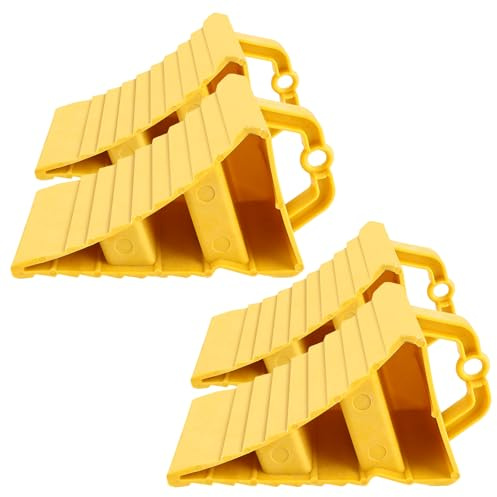 VIDETOL Lot de 4 cales de roue en plastique pour remorque de camping-car avec poignée - Cales de frein pour remorque, voiture, camping-car