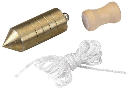 Plomada de madera 1000 gr, herramienta para nivelación y marcaje en construcción y carpintería.
