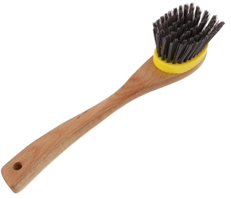 VICASKY Wood Long Handle Cleaning Brush for Kitchen Pots and Woks Durable Multipurpose Scrubber with Non Stick Oil Removal Practical Tool for Home Cooking and Washing Up