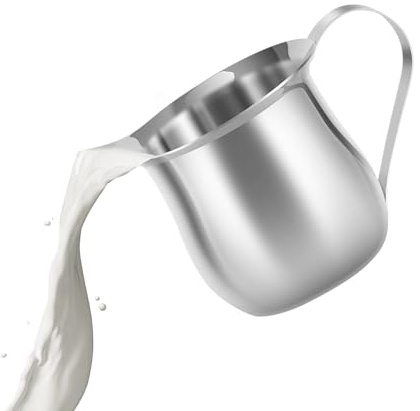 Latteria per Montare il Latte | Bricco in Acciaio Inossidabile per Schiumare Latte,o Caffè per Bar, Bricco Vapore Cappuccino e Art per Casa e Ristorante