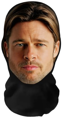 Aristo Solutions Maschera integrale realistica Brad Pitt con stampa 3D, traspirante, leggera e confortevole, ideale per cosplay, feste, Halloween, carnevale ed eventi divertenti