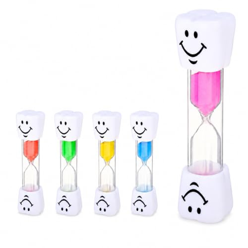 5Pcs Kids Toothbrush Timer, 2 Minute Sand Timers for Kid, Colourful Smile Toothbrush Timers, Brushing Timer for Bathroom, Classroom and School Use