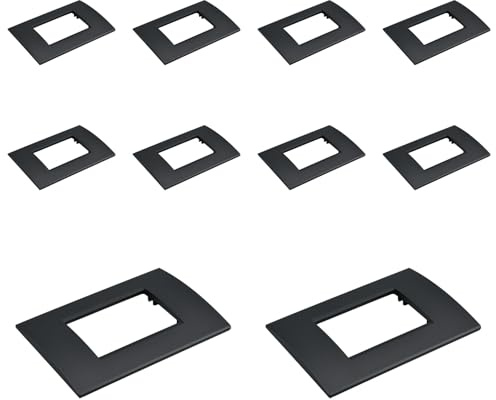 10 Pezzi Placca Plastica Quadrata, 3 Moduli Posti Per Scatola 503, Compatibile Con Bticino Living, Colore Nero, Serie MBL