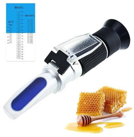 TEKCOPLUS Messgerät zur Bestimmung des Brechungsindex von flüssigen oder festen, transparenten Stoffen durch Refraktometrie. Verdreifachte-Größe 58-90% Brix