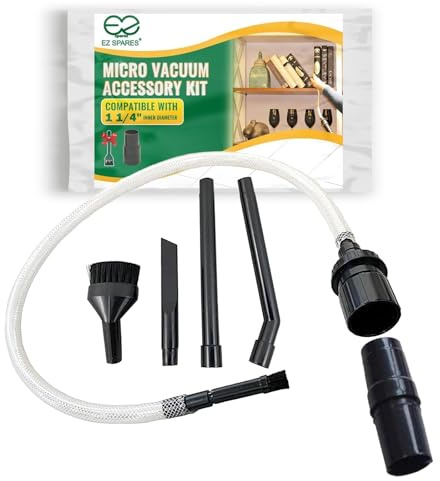 EZ SPARES Vacuum Crevice Attachment Kit,Micro Cleaning Tools for Keyboard,Crevice,Car,Vents & Tight Spaces,Compatible with Most Universal 1-1/4 Inch Hose Vacuums,Computer Cleaning Kit,All in Kit
