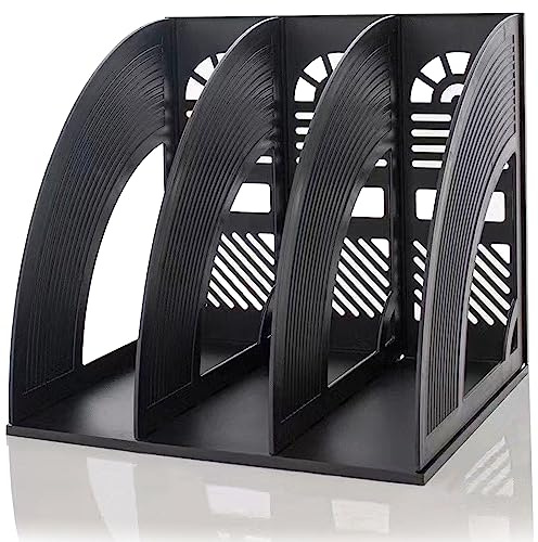 KXF Arched File Organiser Desktop Organizer 3 Compartments for A4 Documents Magazine Holder Office Desk Storage Kitchen Organiser Plastic Bookshelf File Rack Dividers Frame Cabinet For Home School