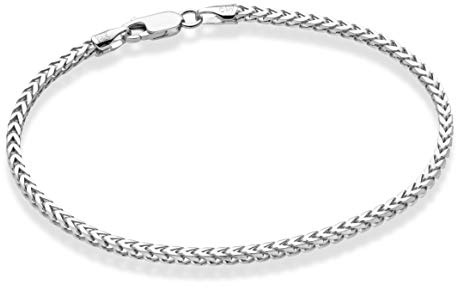 Miabella Solid 925 Sterling Silver Italian 2.5mm Franco Square Box Link Chain Bracelet for Men Women, Made in Italy (Length 8 Inches)