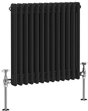 NRG 600 x 605mm Black Radiator Traditional 2 Column Horizontal Central Heating Cast Iron Rads