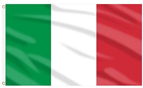 AhfuLife Grand Drapeau en Polyester, Drapeaux Double Face avec œillets en Laiton pour Décoration de Fête Nationale et Culture, Jiardin, Rue, 1,5 x 0,9 m （Italie, 1 Pcs）