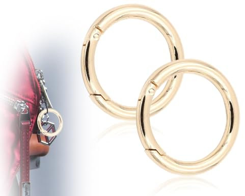 KAPSING 2 Stück Rund Gold Kettenverschluss, Karabiner Schlüsselring Groß, Taschenkette Karabinerhaken Schlüsselanhänger für Strap Kette Schlüsselkette Rucksack DIY Handwerk Zubehör