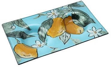 CGB Giftware | Sicilian Zest Glass Twin Tea Light Holder Plate in Gift Box | Tealight Holder | Decorative Glassware | Tableware | Candle | Sicilian Zest | GB07316