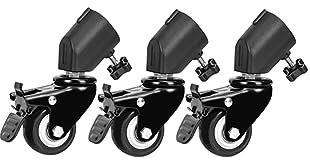 C-förmige Rollen für Fotografie-Stativwagen mit Bremse, 2-Zoll-Lichtstativräder, geeignet für Montagedurchmesser bis zu 28 mm, 360°-Lenkrollen für Fotografie und Videostudios (3 Stück)