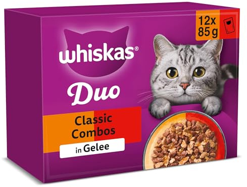 WHISKAS Duo de sachets de Nourriture Humide, Classic Combo en gelée, 12 x 85 g