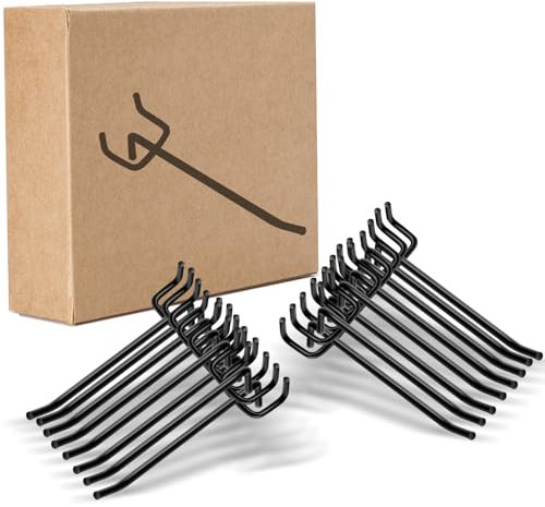 SANKESONG 20 PCS 10cm Metal Pegboard Hooks Heavy Duty, 4mm Diameter 25mm/1 Width for Perforated Board, Wall Display Supermarket Home Kitchen Garage - Black