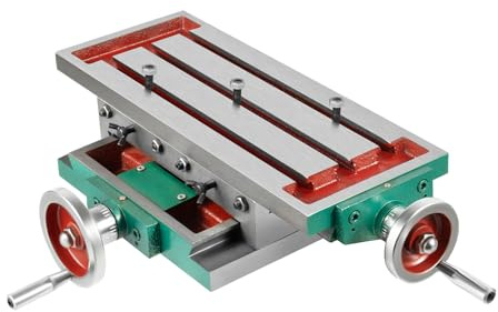 MIIWWOWO Tavolo a croce con trapano da tavolo, tavolo da lavoro multifunzione per fresatura, tavolo da trapano composito, morsa in metallo professionale in ghisa per trapano a colonna con ganasce