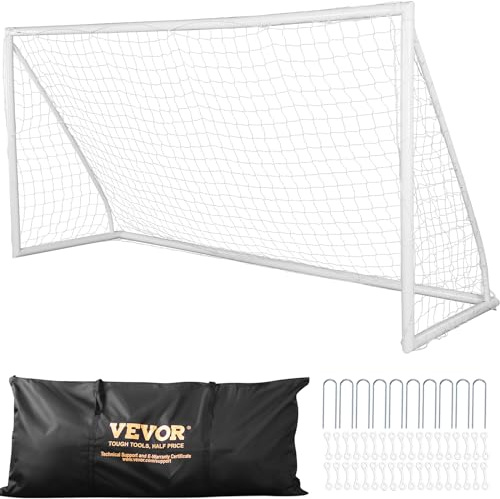 VEVOR But de Football pour Enfants Cage de Foot en PVC Résistant Portable de 371x183 cm avec Sac de Transport Pratique et Filet pour Entraînement Extérieur dans l’Arrière-Cour Jardin Parc Extérieur