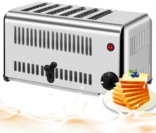 Tostadora Comercial, tostadora Inteligente de 4/6 rebanadas con Temporizador, 2 Niveles de Dorado, Parada automática, Temporizador de Cuenta Regresiva, tostadora de Ranura Larga con Bandeja Migas