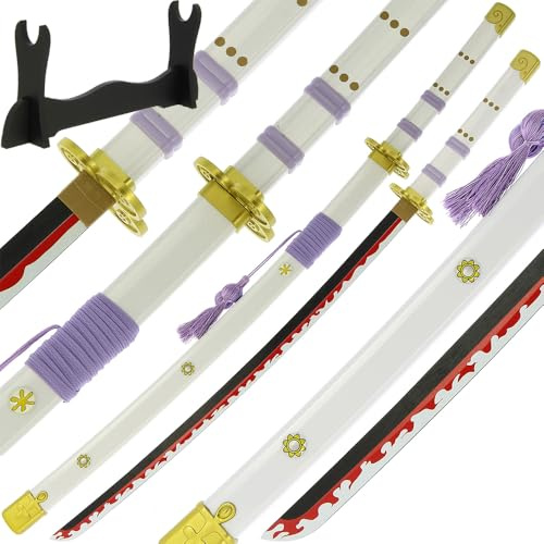 Anime Bamboo Wooden Sword Bokken Prop Cosplay Blunt Sheath Halloween 100cm with Table Stand