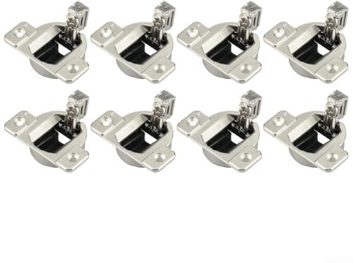 Lot de 8 charnières de placard en acier inoxydable à visser à 110 degrés à fermeture automatique pour portes de cuisine et de salle de bain 16 mm à 19 mm d'épaisseur