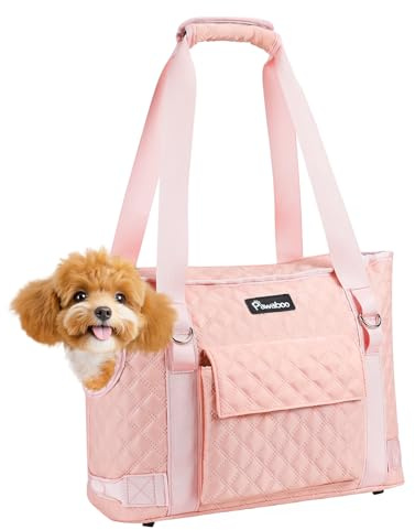 Pawaboo Dog Purse Carrier for Small Dogs with Pocket, Lightweight Dogs and Puppies Tote Bag Carrier, Dog Carriers Soft Sided for Puppy Cat Rabbit, Shopping Travel Puppy Carriers Under 11 LBS, Pink