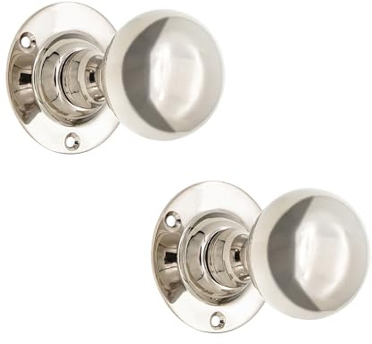 Infinity Decor Paire de boutons de porte à mortaise en laiton massif style traditionnel vintage 45 mm en nickel poli – Convient pour les portes extérieures et intérieures