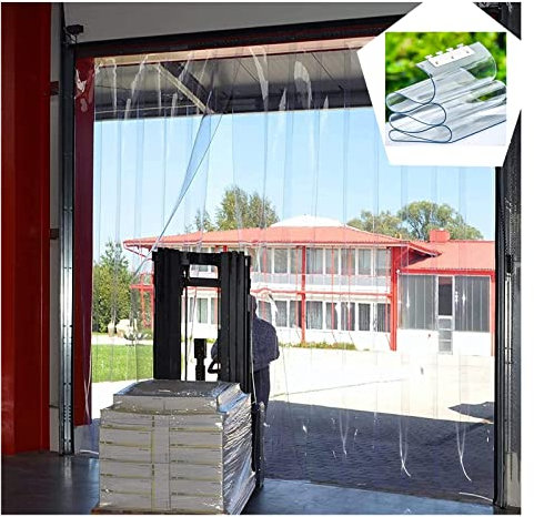 Cortinas de Tiras de plástico Transparente para Puerta, Cortinas industriales para Tiendas, fábricas, garajes y congeladores, de 135 x 350 cm, duraderas y eficientes.