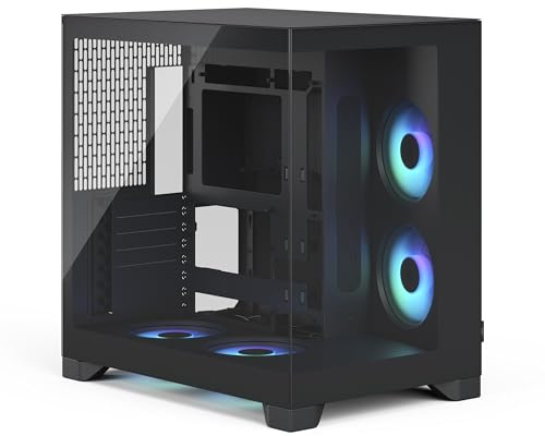 Fractal Design Pop 2 Vision Black RGB Panoramic Glass PC Gaming Case - Dual-Chamber Layout - Four Reverse Fans Included – Reverse Connector & ATX/E-ATX/mATX/ITX