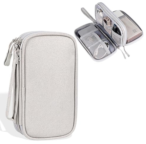 Organizer Cavi Borsa da Viaggio, Porta Cavi Organizer Portatile per Cavi, Caricabatterie, Power Bank, Adattatori, Grigio/S