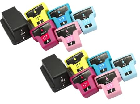 VMHPMLGV Compatible con Modelos de Impresora 177 C5140 C5150 C5180 D7145 D7155 D7160 D7163 D7345 D7355 C5183 C5185 Reemplazo del Mercado de Accesorios Envío Libre(2 Sets)