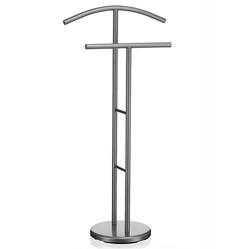IDIMEX Herrendiener LAURENZ Garderobe Kleiderständer Garderobenständer Kleiderstange mit Hosenbügel, Metall grau