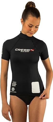 Cressi Rash Guard Lady Black Dive Center Camiseta Mujer elaborada en Tejido elástico de Primera Calidad con Filtro de protección UV UPF 30+, Disponible en Manga Corta y Manga Larga