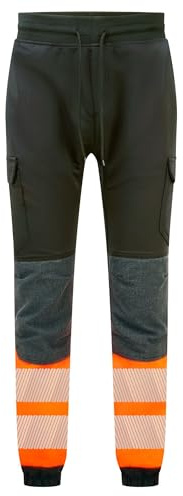 Portwest KX341 KX3 Hi-Vis Flexi Byxa 4-Vägs Stretch Förstärkta Knän Lager | Svart/Orange, L, EN ISO 20471 Klass 1, Flera Fickor, Smal Passform, 35% Bomull, 7% Elastan Kontrast Tyg, Hög Synlighet