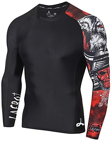 LAFROI - Camiseta de Neopreno Protectora, de compresión, para Hombre, Manga Larga, UPF 50+, Ajustada, Modelo CLYYB (Asym Warrior,M)