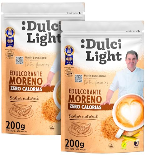 Dulcilight Cane Honey Brauner Süßstoff Granulat, 2x 200g, Süßungsmittel kalorienarm, für Getränke und Lebensmittel, natürlicher Zuckerersatz