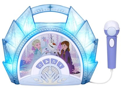 eKids Disney Frozen Karaoke Microphone with Bluetooth Speaker for Fans of Disney Toys, Kids Karaoke Machine with Built in Music