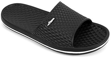 FUNKYMONKEY Men's Shower Slides, Lightweight EVA Slippers, Black/MB, 11