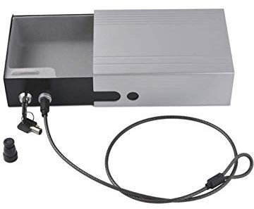 Kassalåda med pengafack och nyckellås Bärbart Säkerhetsskåp Säkerhetsskåp i aluminiumlegering Personlig förvaringspistol Kassaskåp för hemmabilkontor (Färg: Silver) good