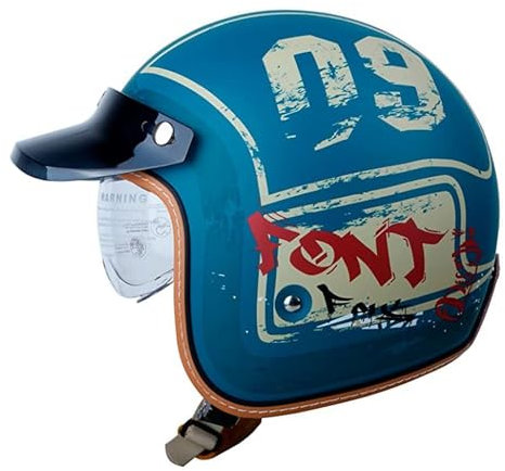 Retro Motorrad Halbhelme Motorradhelm Für Herren Und Damen DOT/ECE-Zertifizierung Jethelm Mit Visier Halbschalenhelm Braincap Offenem Helm Für Bike Cruiser Moped Scooter 4,M:57-58CM