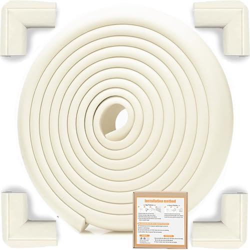 Dekukar Kind Möbel Stoßfänger Baby Proofing (Große 2.3m/7.5ft Kante + 4 Eckenschutz), Schwerlast Soft NBR Kantenschutz Schaumstoff, Tischkantenschutz Ecken für Schublade (Vorgeklebt, Baby Kopfschutz)