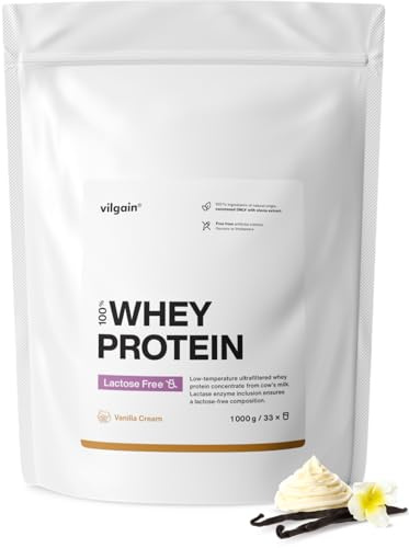 Vilgain Lactose Free Whey Protein - 1000 g - 75% Protein, Lactose Free, sweetened with stevia, Ultra-Filtered at Low temperatures (1000g, Vanilla)