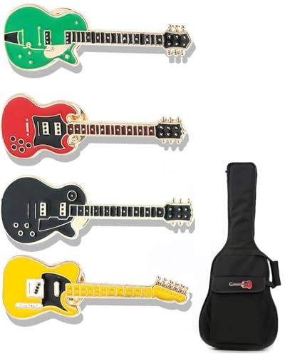 MOPZIJA 4 PCS Broche De Guitarra Pin De Guitarra Eléctrica Pin Conjunto De Alfileres Musicales Insignias De Instrumentos para Solapa para Camisa Suéter Chaqueta Mochila,broche de instrumento musical