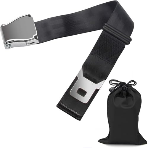 NECBAOA Extensor de Asiento de Avión Extensión, Tamaño Ajustable, 25-76 cm, extensión de cinturón con clip de hebilla de acero inoxidable, para viajes embarazadas