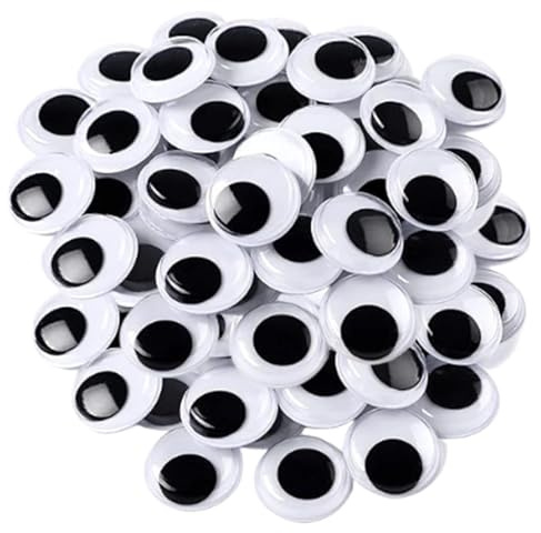 Dinghaole 100 Morceaux D'yeux Mignons Auto - Adhésifs - Pour Bricolage À La Main, Grands Yeux Pour L'artisanat Noir Et Blanc (20mm)