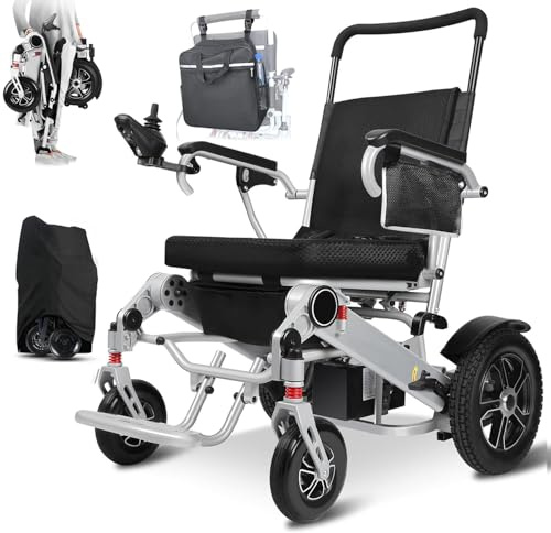 Tripaide 48KM - Solo 13KG Silla de Ruedas Eléctrica 52cm de Ancho de Asiento Fácilmente Dividible, 150KG de Cobertura Sillas de Ruedas Eléctricas, Silla de Ruedas Eléctrica Plegable Todo Terreno