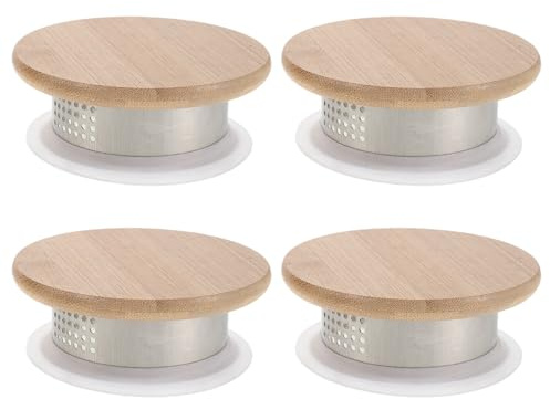 Toyvian Set 4 Coperchi per Brocca in Acciaio Inox e Bambù Tappi di Ricambio Sigillanti per Caraffa D’Acqua in Vetro Compatibili per Uso Domestico e Cucina